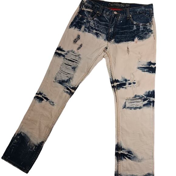 Heritage America Other - The Heritage America 76 Jeans 36X33 Dyed Ripped Distressed Straight Ivory/Blue